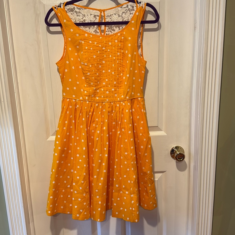 Anthropologie Moulinette Soeurs Orange & White Polka Dot Dress - Picture 1 of 16